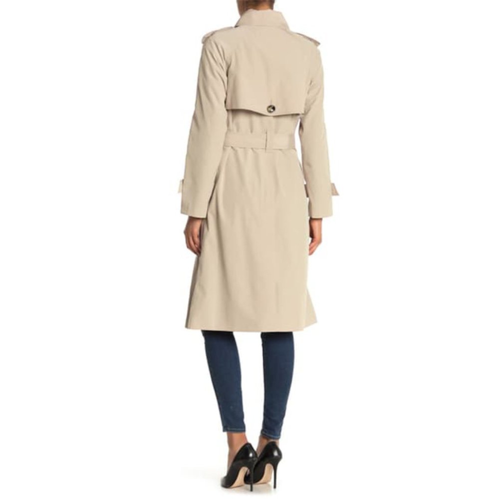 NWT London Fog Double Breasted Trench Coat Stone L - Picture 3 of 9